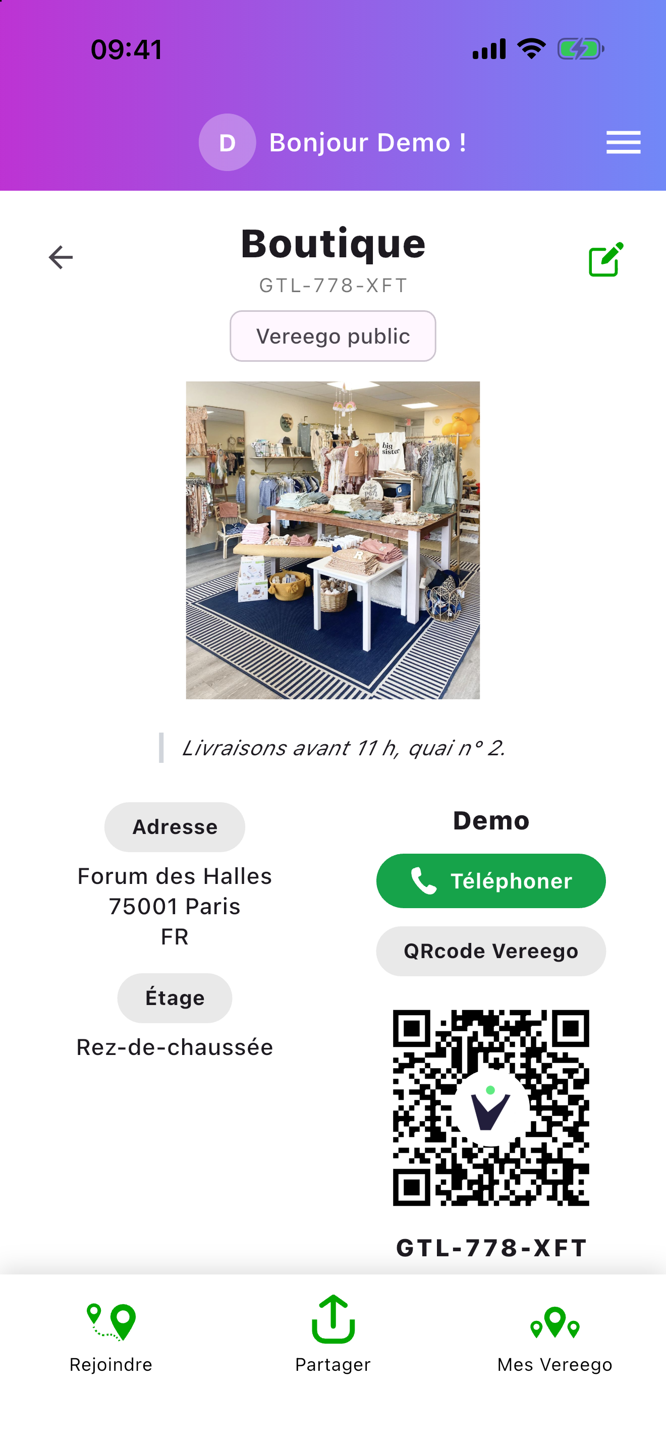Partage d’une adresse VereeGo